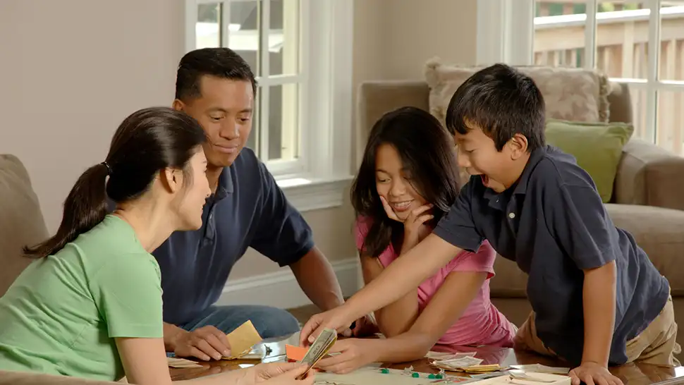 Family playing games together